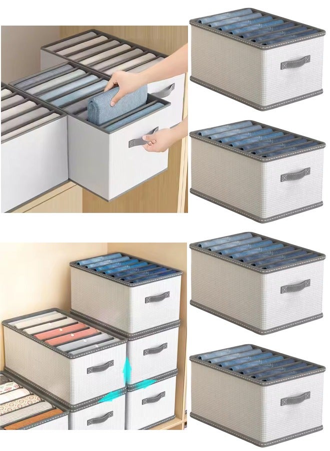 DUNISO مجموعة من 4 منظم ملابس للخزانة، منظم أدراج ملابس داخلية قابل للطي، مقسمات تخزين الملابس، صندوق تخزين الملابس مع مقابض جانبية، منظمات أدراج الخزانة - Image 2