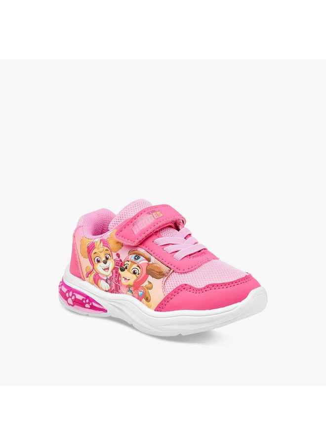 PAW PATROL Girls Printed Light-Up Sneakers with Hook and Loop Closure - Image 2