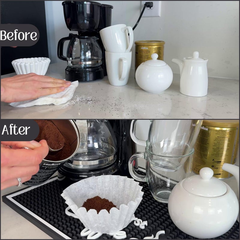 CALUVAR Ok But First Coffee Sign Rubber Bar Mat for Countertop, 18x12 Coffee Bar Mat, Coffee Bar Sign Counter Mat, Barista Station Mat, Cocktail Rubber Mat - Image 4