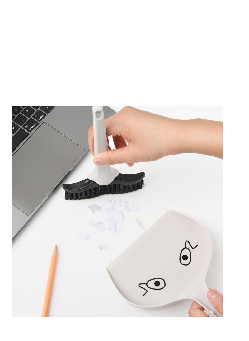 SYOSI - Small Table Broom and Dustpan Set, Mini Dust Pan with Brush Set Cute Hand Dustpan Table Top Brush Table Crumb Sweeper Broom for Desktop Keyboard Sweep Cars Pet Nest Home Sofa Kitchen - Image 1