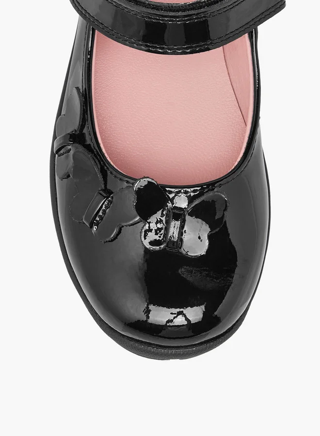 JUNIORS Girls Butterfly Accent Mary Jane School Shoes with Hook and Loop Closure