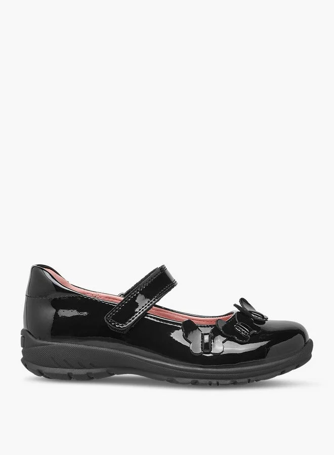 JUNIORS Girls Butterfly Accent Mary Jane School Shoes with Hook and Loop Closure