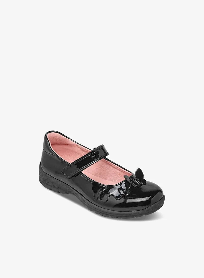 جونيورز حذاء ماري جين بناتي بتفاصيل فراشة وإغلاق لاصق