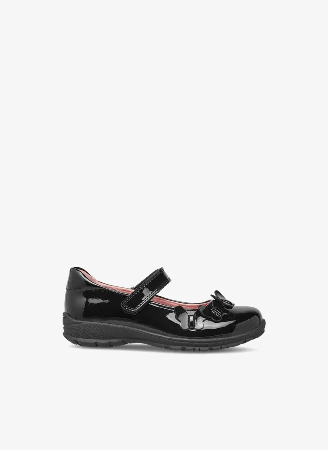 JUNIORS Girls Butterfly Accent Mary Jane School Shoes with Hook and Loop Closure