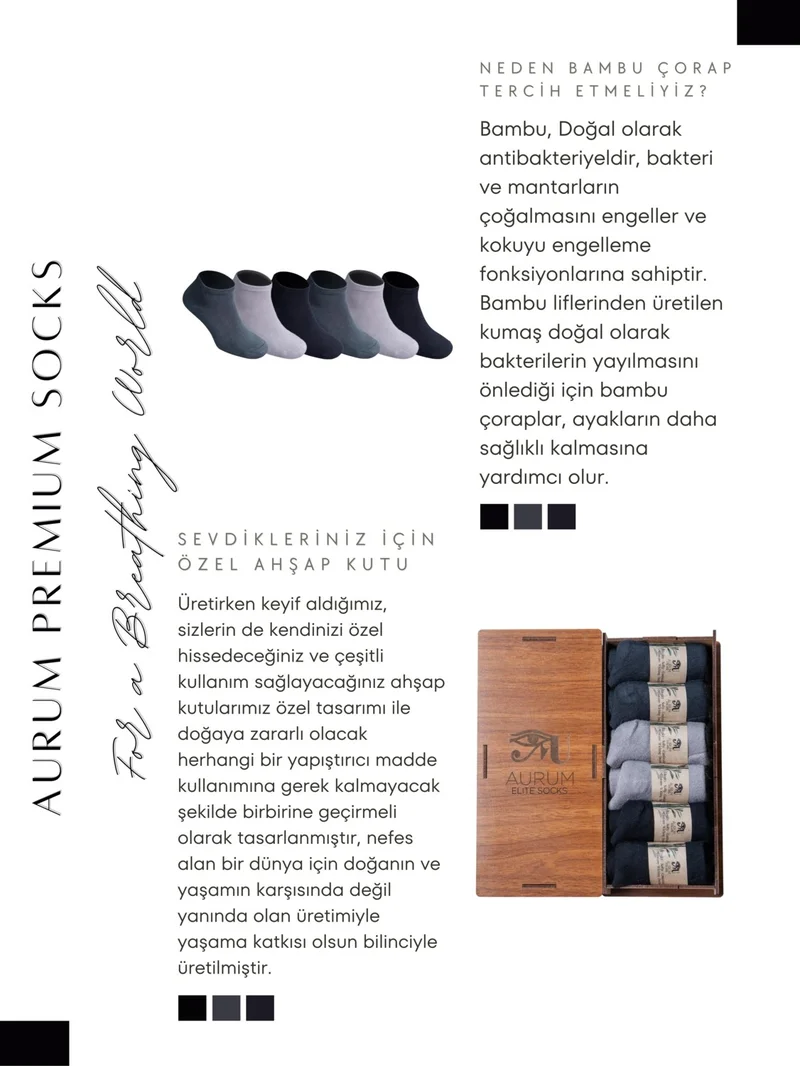 اورومي 6-Piece Men's Bamboo Booties Socks Seamless Premium Gift Boxed - 2 Black, 2 Gray, 2 Smoked