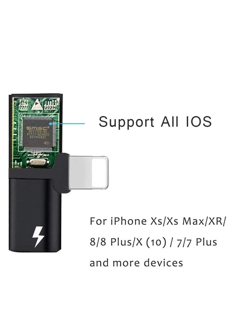 2-in-1 Audio & Charging Adaptor With Lightning Connector Black - Image 3