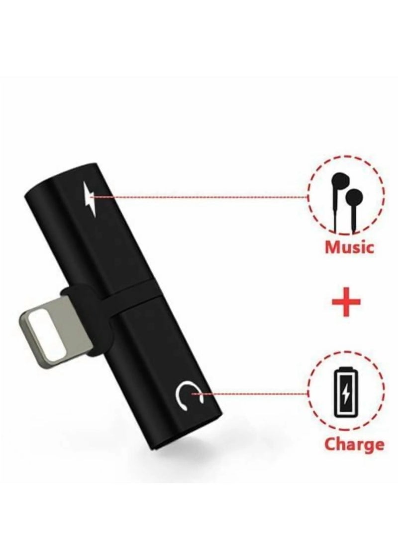 2-in-1 Audio & Charging Adaptor With Lightning Connector Black - Image 2
