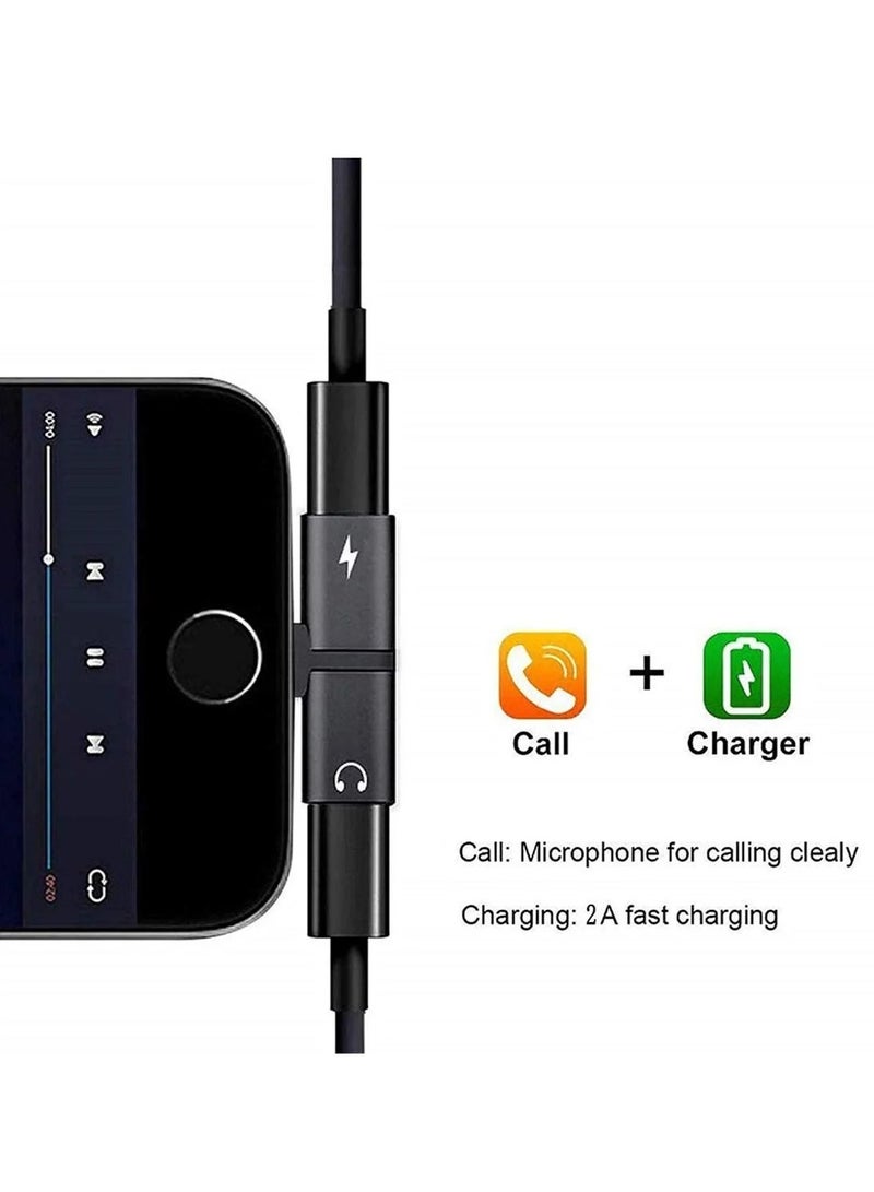 2-in-1 Audio & Charging Adaptor With Lightning Connector Black - Image 4
