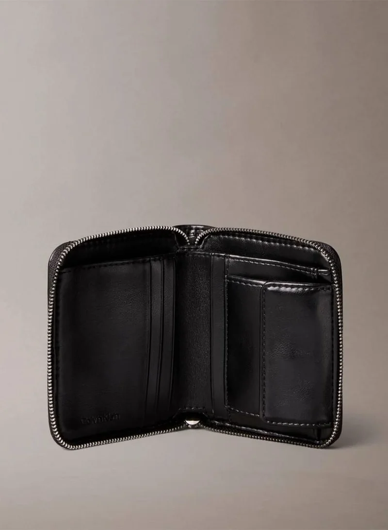 Calvin Klein Black Quilted Emblem Logo Square Zip Wallet for Women | Best Price UAE