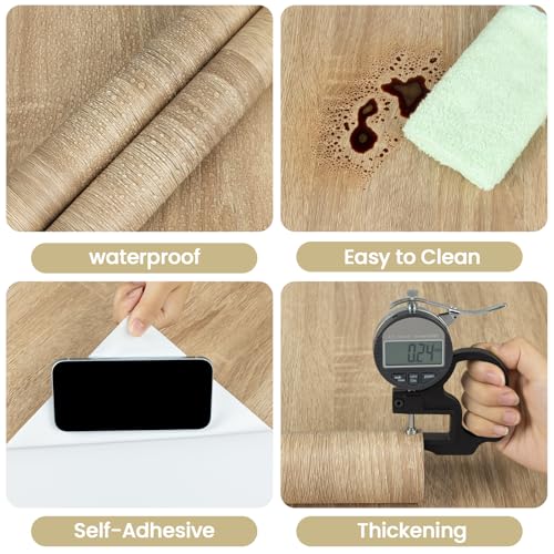 Abyssaly Wood Grain Look Oak Contact Paper - Light Wooden Peel and Stick Countertops - Removable Self Adhesive Vinyl Wrap Counter Top Cover Waterproof Wall Paper Sticker Decoration 15.7'' x 393.7'' - Image 3