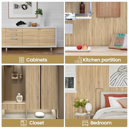 Abyssaly Wood Grain Look Oak Contact Paper - Light Wooden Peel and Stick Countertops - Removable Self Adhesive Vinyl Wrap Counter Top Cover Waterproof Wall Paper Sticker Decoration 15.7'' x 393.7'' - Image 4