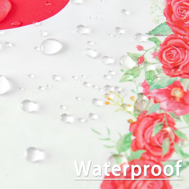 Karseteli Rectangle Valentine's Day Tablecloth, Happy Valentine's Day Gnomes with Roses Table Cloth, Washable Holiday Microfiber Table Cover for Party Picnic Dinner Decor, 60 Inch x 84 Inch - Image 3