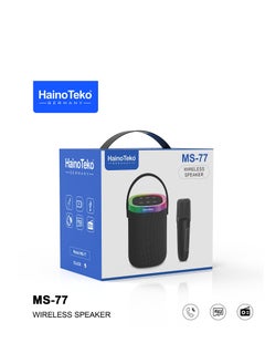 Haino Teko Haino Teko MS-77 Portable Bluetooth Speaker with Wireless Mic, Built-in Microphone, FM Transmitter, USB Charging, Black  - Image 2