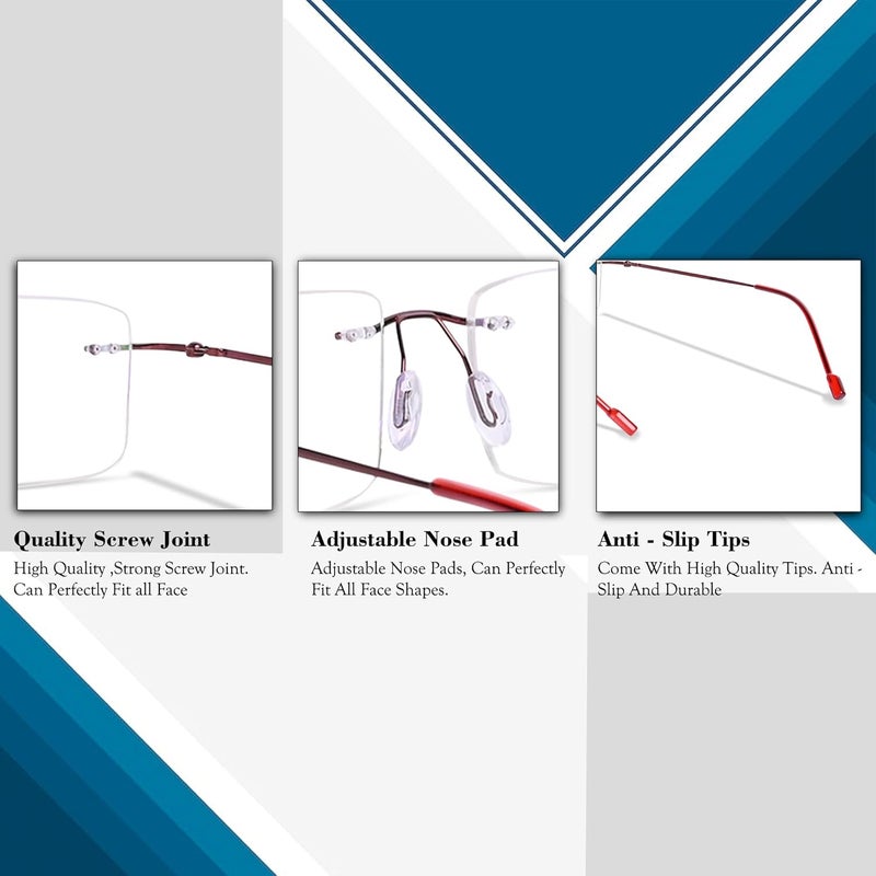 RedEx Rimless Rectangle Frame For Men & Women - Image 4