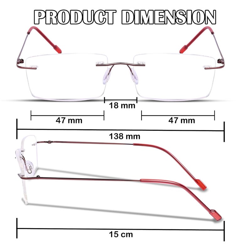 RedEx Rimless Rectangle Frame For Men & Women - Image 2