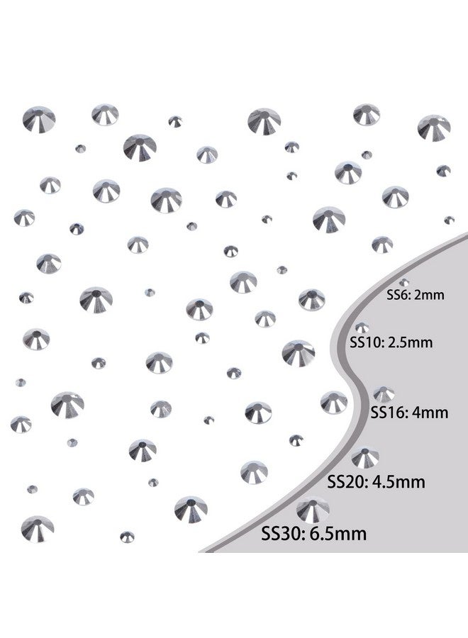 QOGIR 6300pcs Metallic Silver Hotfix Rhinestones for Crafts Clothes DIY with Tweezers and 2 Picking Pens Mixed Size Flatback Rhinestone - Image 5