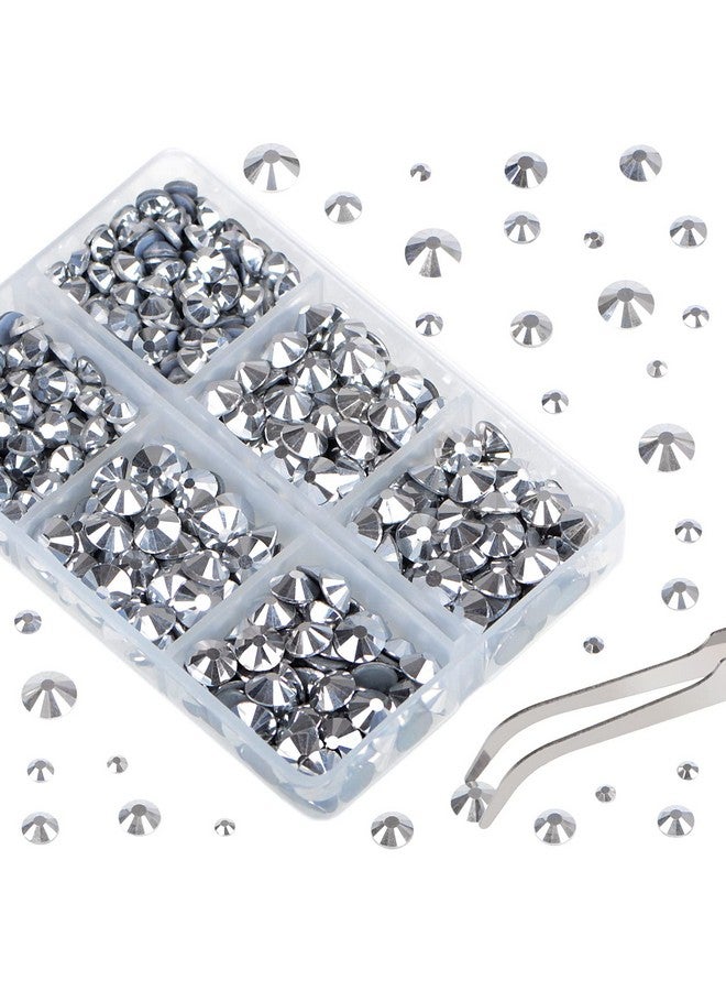 QOGIR 6300pcs Metallic Silver Hotfix Rhinestones for Crafts Clothes DIY with Tweezers and 2 Picking Pens Mixed Size Flatback Rhinestone - Image 4