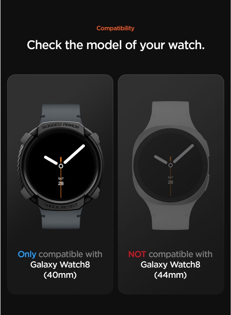 Spigen Rugged Armor for Samsung Galaxy Watch 8 40mm Case Cover Durable TPU (2025) - Matte Black - Image 2