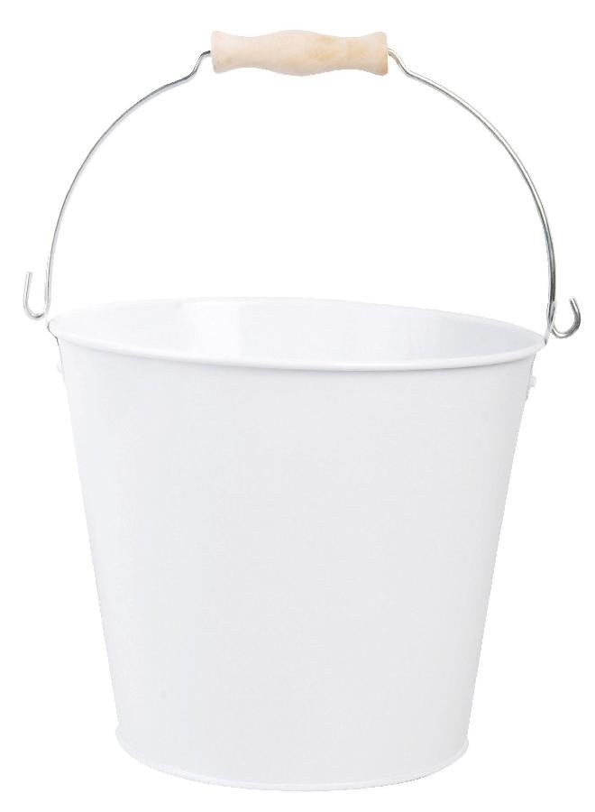 Esschert Design USA White Metal Bucket with Wood Handle (RD23) - Image 2