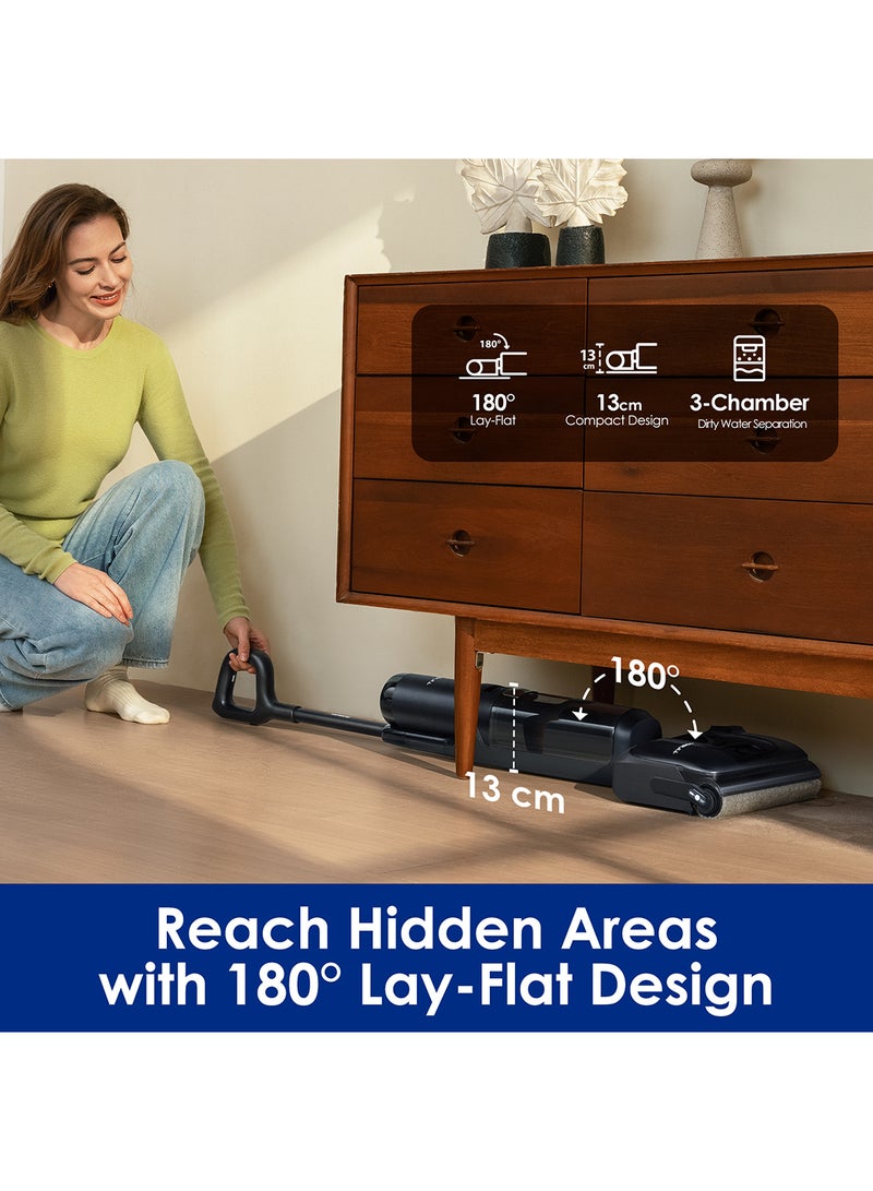 Tineco مكنسة كهربائية لاسلكية رطبة وجافة FLOOR ONE S7 ستريتش ألترا، تصميم مضاد للتشابك بزاوية 180°، زمن تشغيل 50 دقيقة، تقنية فلاش دراي للتنظيف الذاتي عند 185℉، مكنسة لتنظيف الأرضيات بحواف مزدوجة. - Image 3