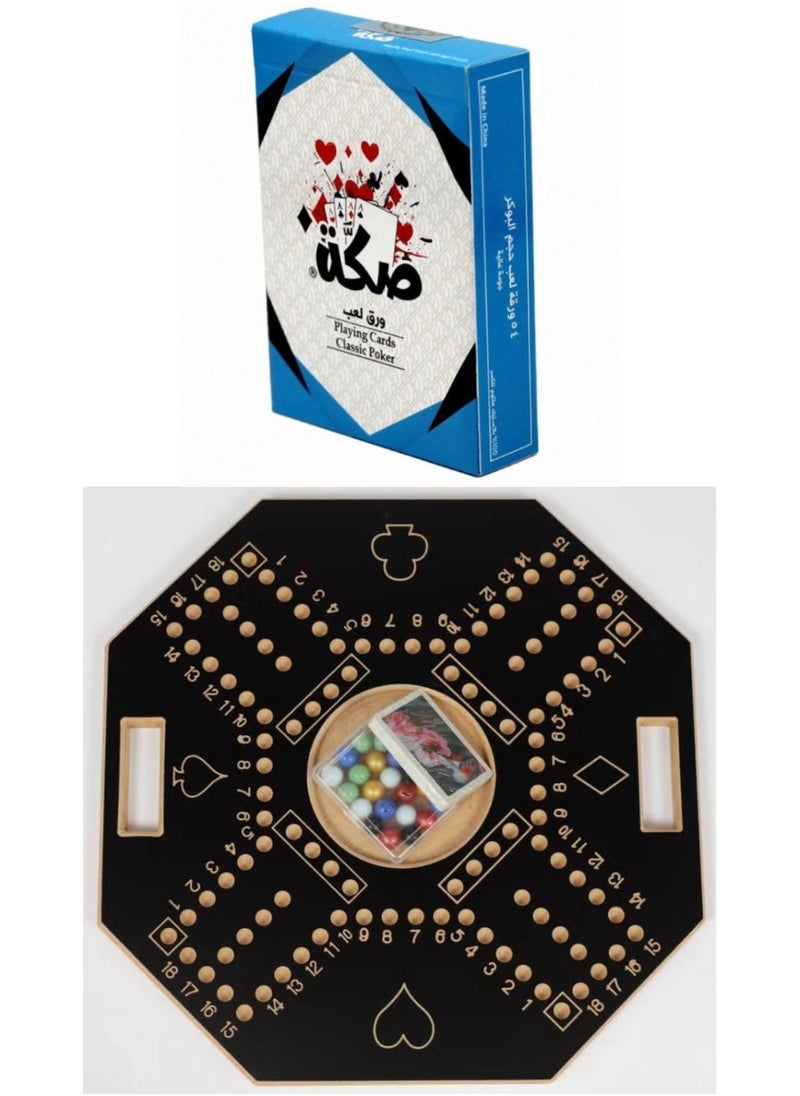 لعبة مرح  - العاب جماعية لعبة جاكارو مرقم مقاس 45*45 مع 16 حجر رخامي مع ورق لعب صكة الاصلية - Image 1