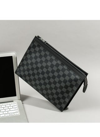 Men's handbag plaid soft leather IPAD clutch bag envelope bag trendy business casual large capacity clutch bag waterproof - pzsku/Z663EE80A2DE94B45E828Z/45/_/1725691590/4e6e86ca-47b9-4243-8e78-c99730f18175