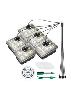 Generic 5PCS Plant Seed Starter Tray With Grow Lights for Planting Seeds 60 Seedling Cells Organic Plant Starter Kit with 5 Labels 2 Transplanting Tool  - Image 1