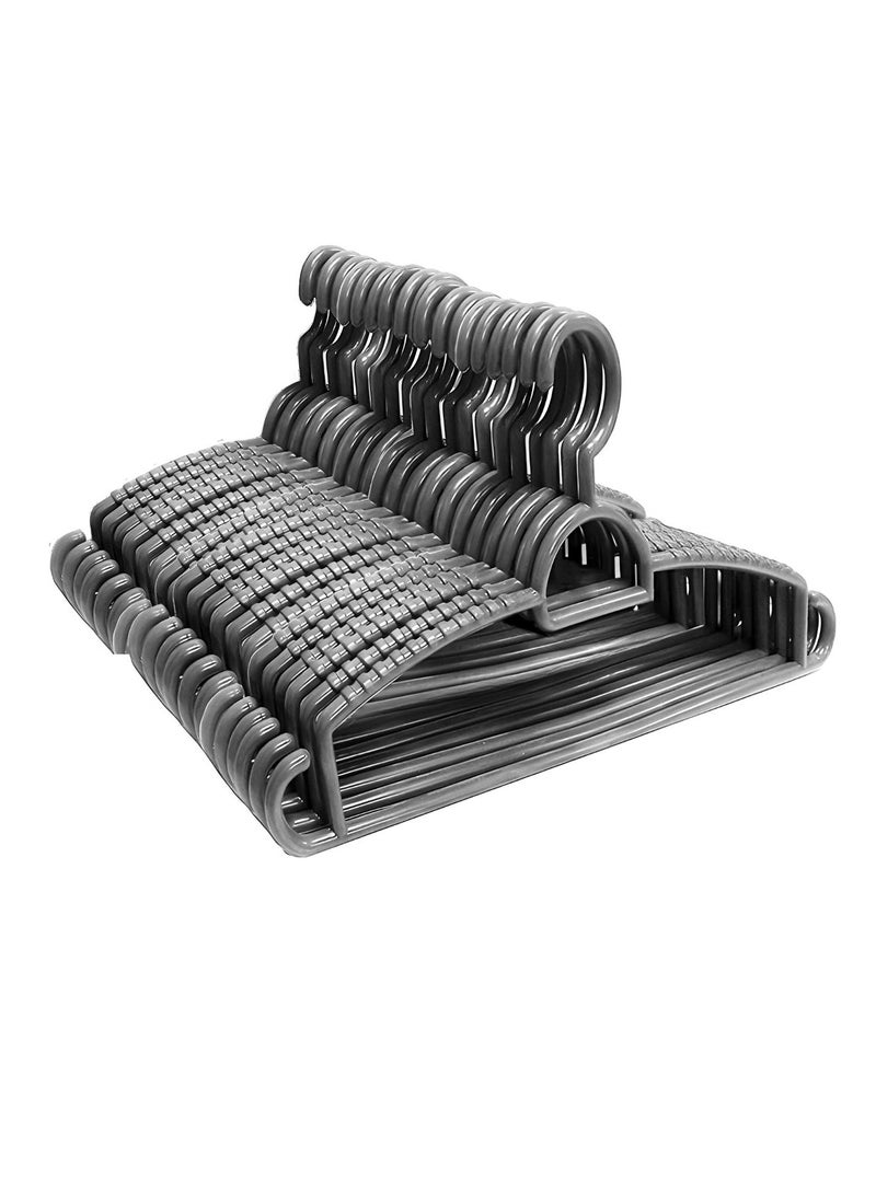 Feelings FEELINGS Plastic Hanger 18 Pcs Set, Non-Slip Clothes Hanger, Cloth Display Rack For Space Saving Closet Storage Organizer, Plastic Clothes Hanger - Silver - Image 1