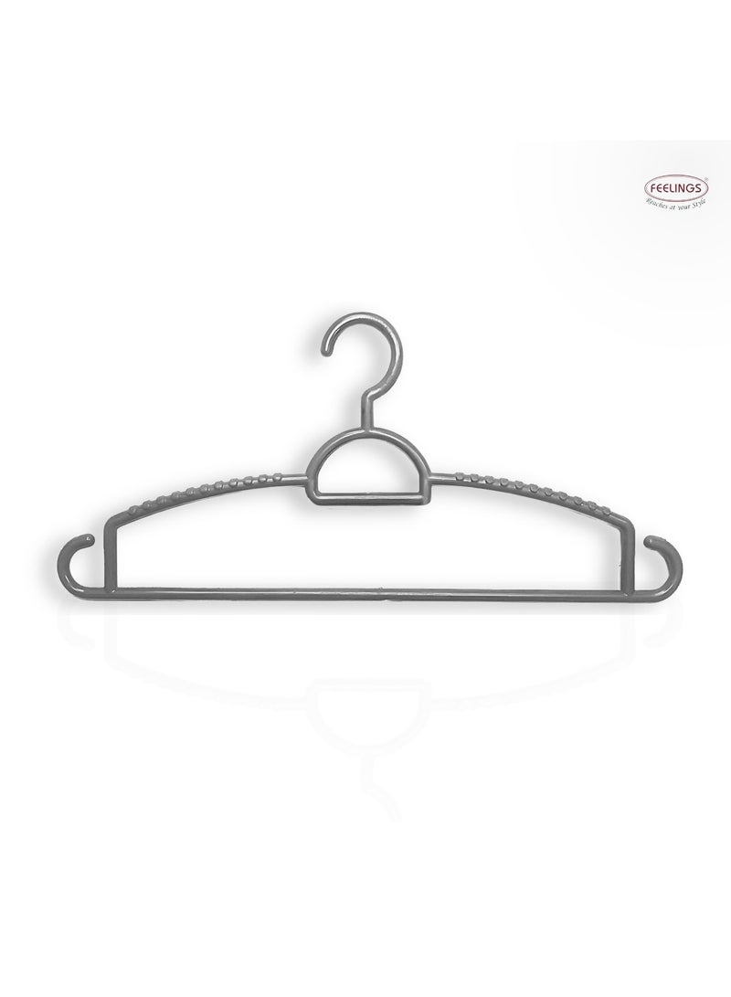 Feelings FEELINGS Plastic Hanger 18 Pcs Set, Non-Slip Clothes Hanger, Cloth Display Rack For Space Saving Closet Storage Organizer, Plastic Clothes Hanger - Silver - Image 2