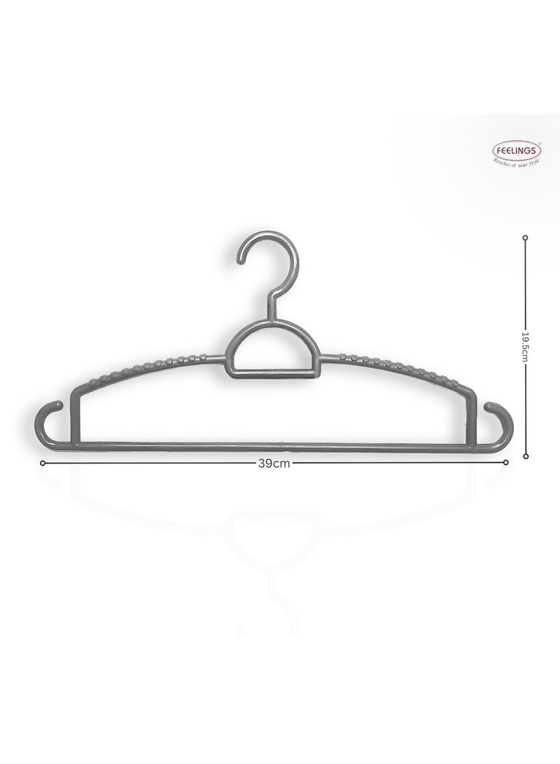 Feelings FEELINGS Plastic Hanger 18 Pcs Set, Non-Slip Clothes Hanger, Cloth Display Rack For Space Saving Closet Storage Organizer, Plastic Clothes Hanger - Silver - Image 3