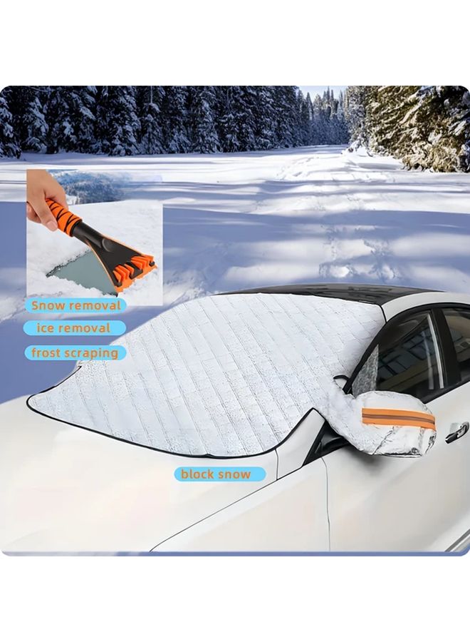 Universal Car Windshield Cover With 9 Magnets Ice Snow 45x57 Inch And Ice Scraper - Image 1