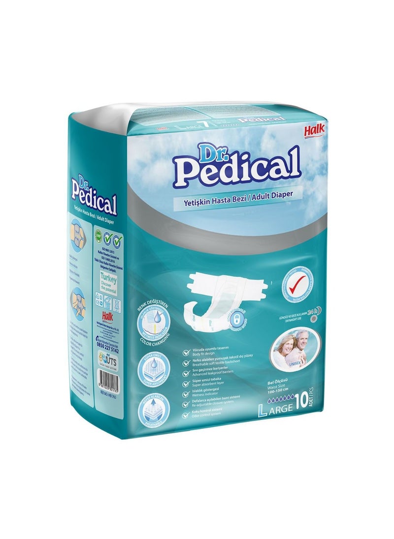 Dr. Pedical - Dr.Pedical Adult Diapers Size L - Pack of 10 for Protection & Comfort - Image 1