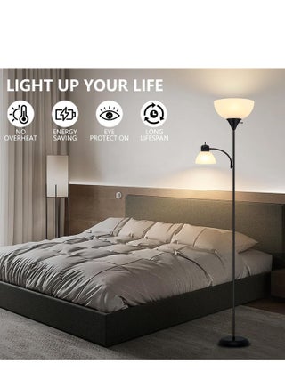 Floor Lamp,Vertical Lamps Light with Adjustable Reading Light,Modern Creative Floor Lamp,Wrought Iron Living Room Bedroom Bedside Lamp,Suitable for Living Room,Bedroom,Study,Office Black 180 cm - view 2