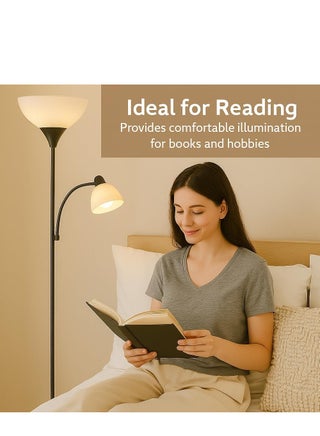 Floor Lamp,Vertical Lamps Light with Adjustable Reading Light,Modern Creative Floor Lamp,Wrought Iron Living Room Bedroom Bedside Lamp,Suitable for Living Room,Bedroom,Study,Office Black 180 cm - view 5