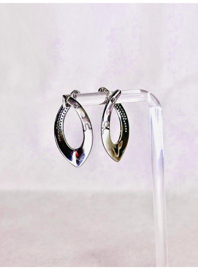 Sterling Silver Earrings with Zircon Stones – 3 cm Elegant Drop Design for Women - Image 3
