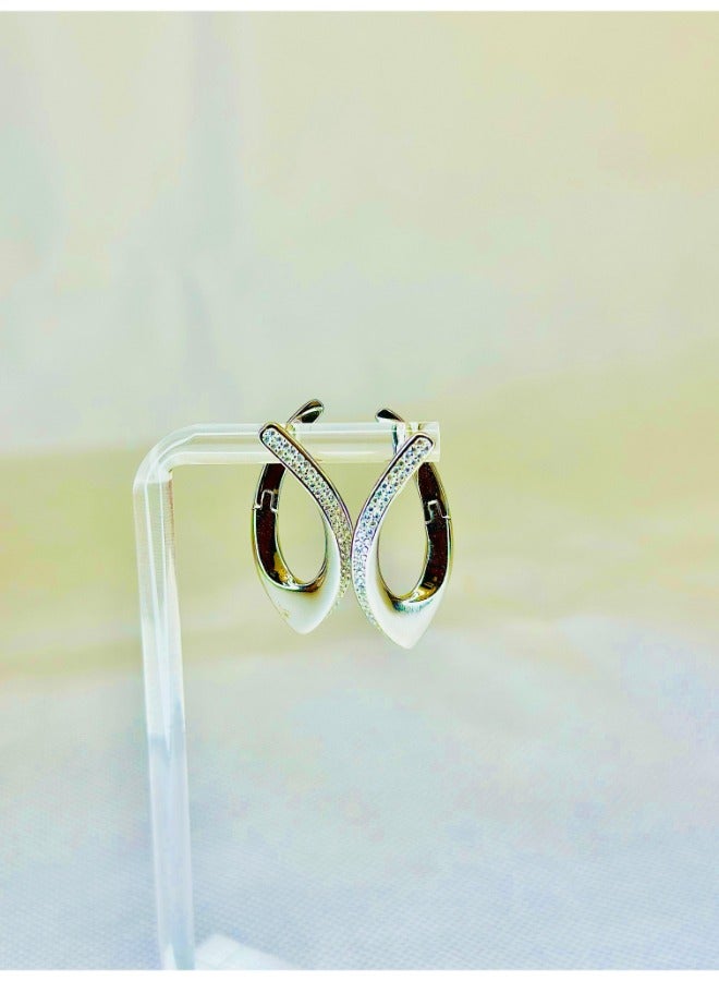 Sterling Silver Earrings with Zircon Stones – 3 cm Elegant Drop Design for Women - Image 4