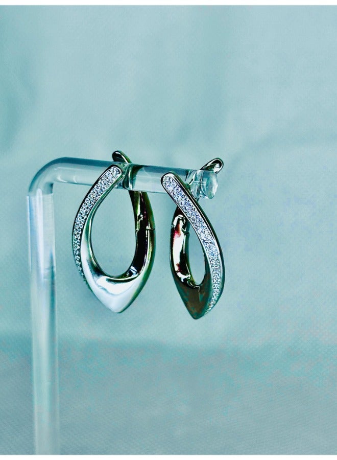 Sterling Silver Earrings with Zircon Stones – 3 cm Elegant Drop Design for Women - Image 5
