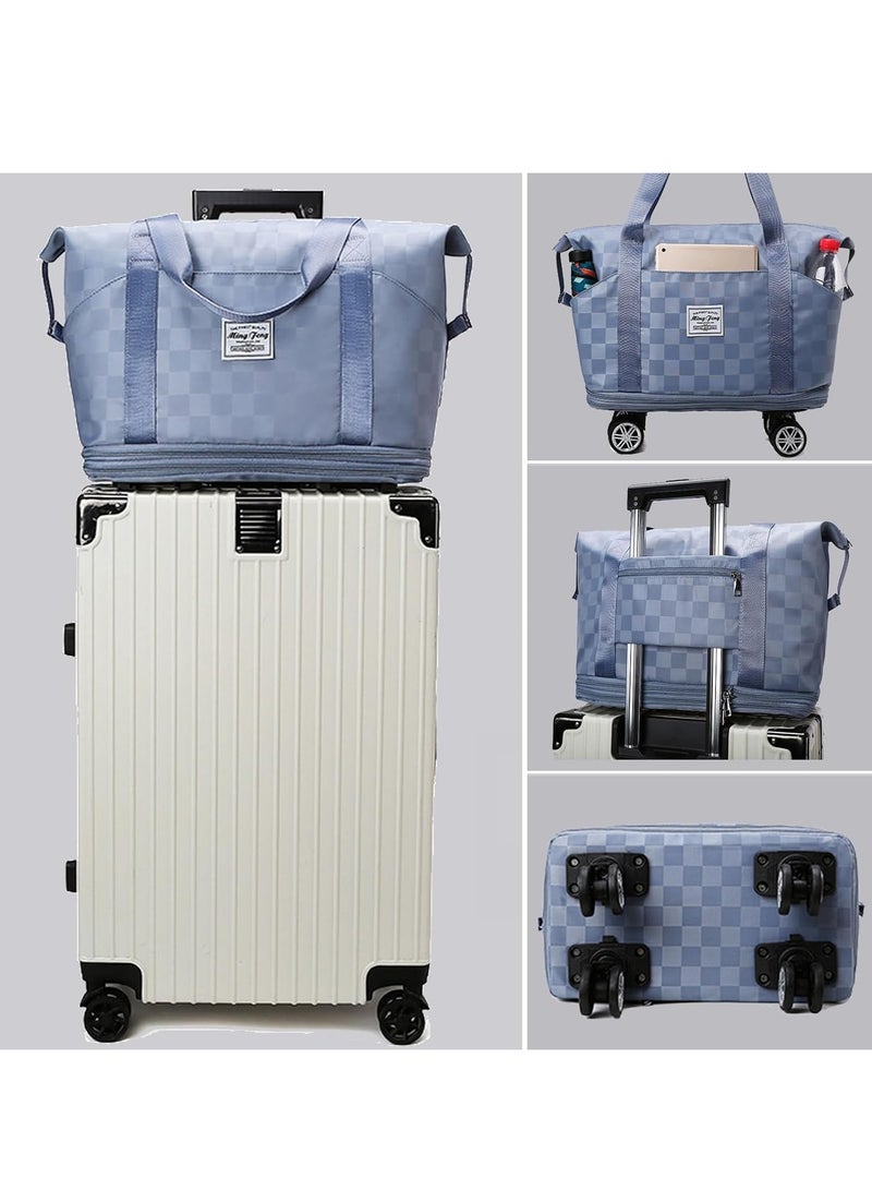 DUNISO Travel Tote Bag With Wheels, Expandable Foldable Duffel Bag Suitcases, Detachable Rolling Wheels, Suitcases With Wheels, Carry on Luggage, For Men Women Lightweight Suitcases (Green)  - Image 5