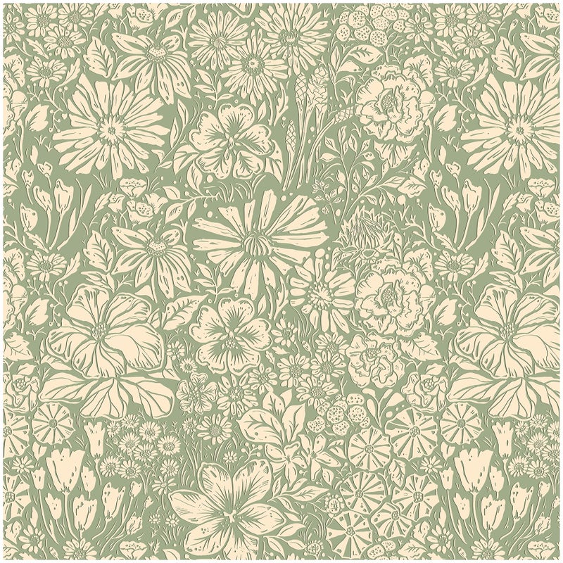 OSECAGE Floral Wallpaper Peel and Stick Wallpaper Boho 17.3''Ã—78.8'' Self Adhesive Wall Paper Green and Beige Contact Paper Removable Modern Wallpapers Decorative for Bedroom Bathroom Cabinets Decor Vinyl - Image 1