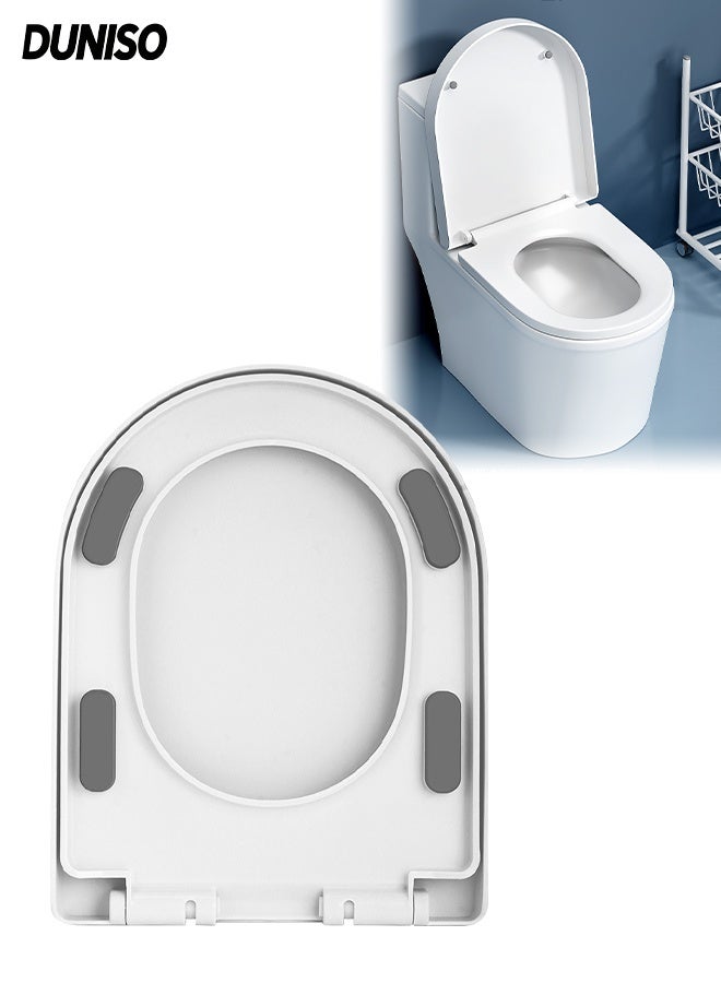 DUNISO Toilet Seat Cover，Thicken U-Shape Quiet Close Toilet Seat Cover，Quick-Attach Hardware Bathroom Toilet Seat with 2 QQ screws,Durable and Removable - Image 1