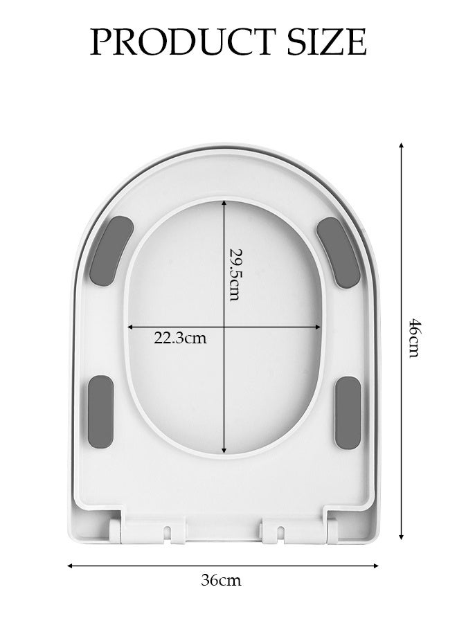 DUNISO Toilet Seat Cover，Thicken U-Shape Quiet Close Toilet Seat Cover，Quick-Attach Hardware Bathroom Toilet Seat with 2 QQ screws,Durable and Removable - Image 2