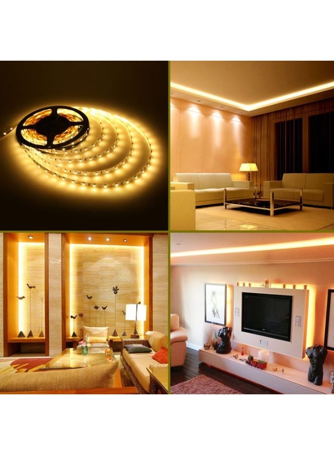 شريط إضاءة LED مرن بطول 5 أمتار، ثلاثي الخطوط، SMD 2835 180D (3x60)، بقدرة 15 واط/متر (يقطع بطول 20 سم)، إضاءة ديكورية عالية السطوع، لون أبيض دافئ 3000 كلفن، يعمل بجهد 220 فولت تيار متردد، مقاوم للماء بمعيار IP65، مزود بموصل كهربائي - Image 4