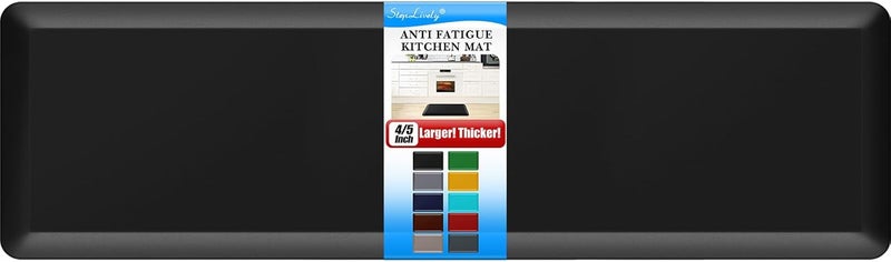 StepLively 4/5 Inch Thick Kitchen Mat - Cushioned Anti Fatigue Mats for Kitchen Floor - Easy to Clean, Waterproof, Non-Slip Kitchen Rug for Sink, Office, Kitchen (17''x60'' Black) - Image 1
