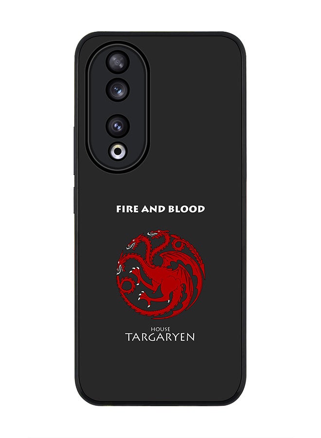 Stylizedd Rugged Black edge case for Honor 90 5G, Slim fit Soft Case Flexible Rubber Edges Anti Drop TPU Gel Thin Cover -  GOT House Targaryen - Image 1