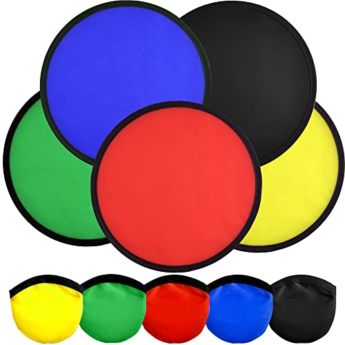 Mototo 30 Pieces Foldable Flying Disc Fans with Bag Folding Pocket Toy Set for Kids Fun Birthday Party Favors Summer Outdoor Activity Game Halloween Christmas 5 Colors 8 inches - Image 5