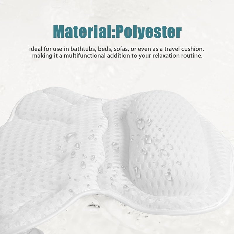 Bath Pillow for Tub 4d Bath Cushion with Suction Cups Machine Washable Soft Bathtub Pillow for Neck and Back Support for Soaking and Spa Relaxation - Image 3