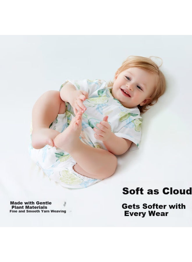 Beptides Beipesi Baby Clothes Summer Thin Bodysuit Newborn Baby Short Sleeve Bamboo Cotton Gauze Ha Yi Pajamas - Image 2