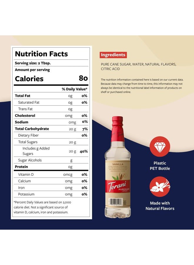 Torani Vanilla Syrup (750ml) - Image 2