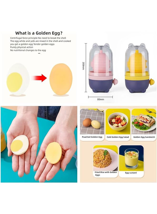 Excefore Portable Scrambler, Golden Egg Maker Hand Pull, Egg Scrambler Shaker, Kitchen Cooking Tools Whisk Spinner Gadgets, Suitable For Making Hard Boiled Eggs - Image 2