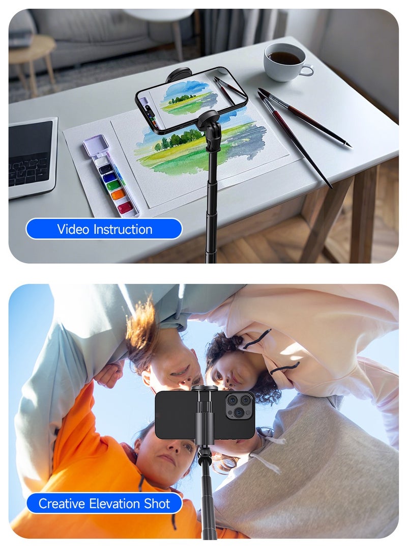 68"(1.77M) Automatic Tripod, Auto-Open Phone Tripod Stand with Magnetic Remote, All-in-1 Extendable Selfie Stick Travel Tripods for Cell Phone 360° Rotate Stable iPhone Selfie Stick for Video Recording